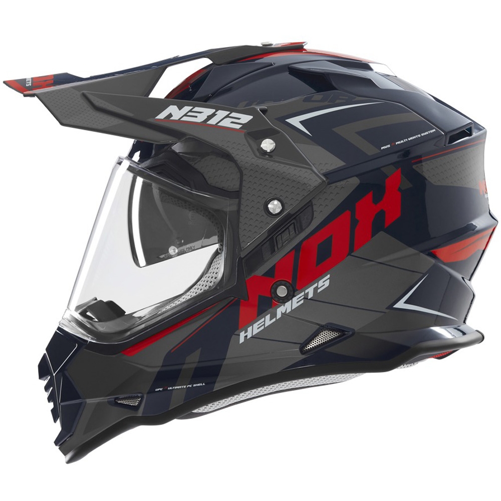 Enduro helma na motorku NOX N312 Vapor černo-modro-červená Velikost: XL