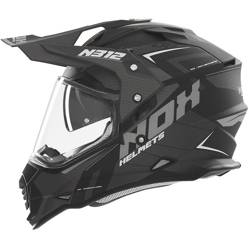 Enduro helma na motorku NOX N312 Vapor matná černo-šedá