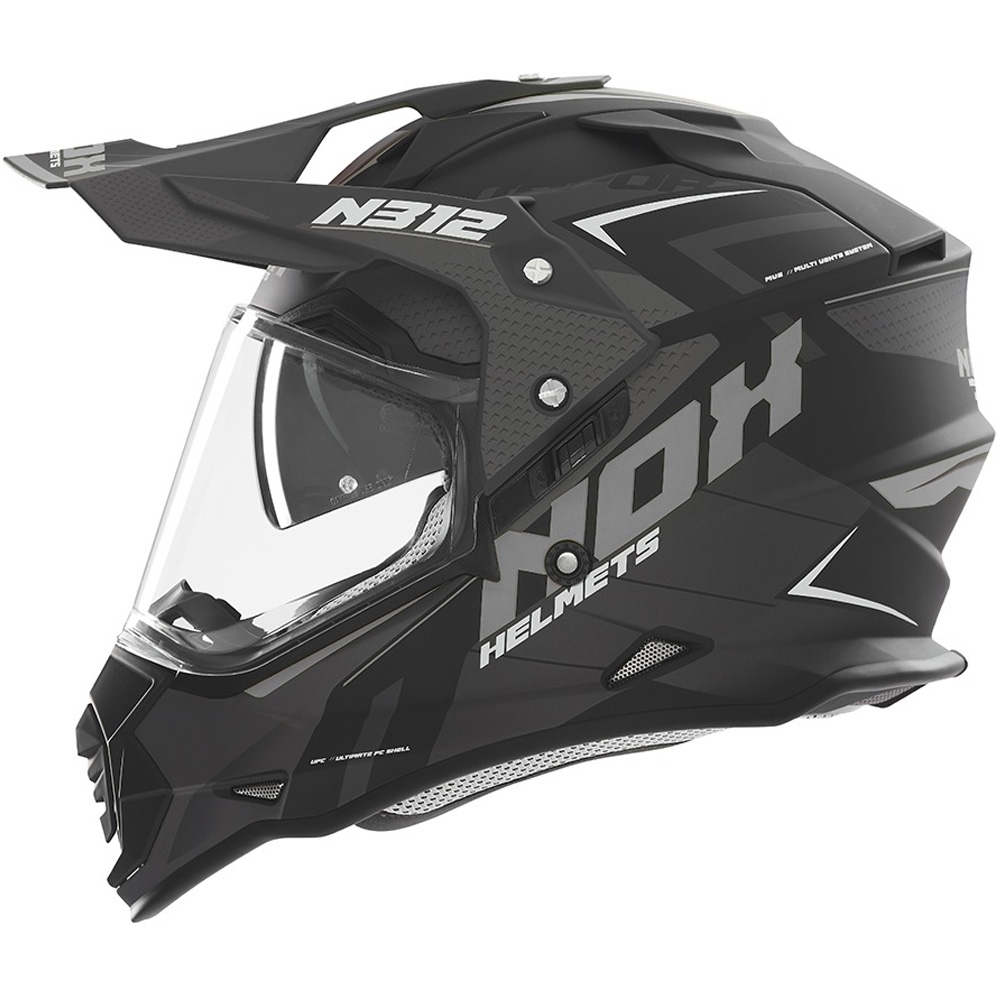 Enduro helma na motorku NOX N312 Vapor matná černo-šedá Velikost: XL