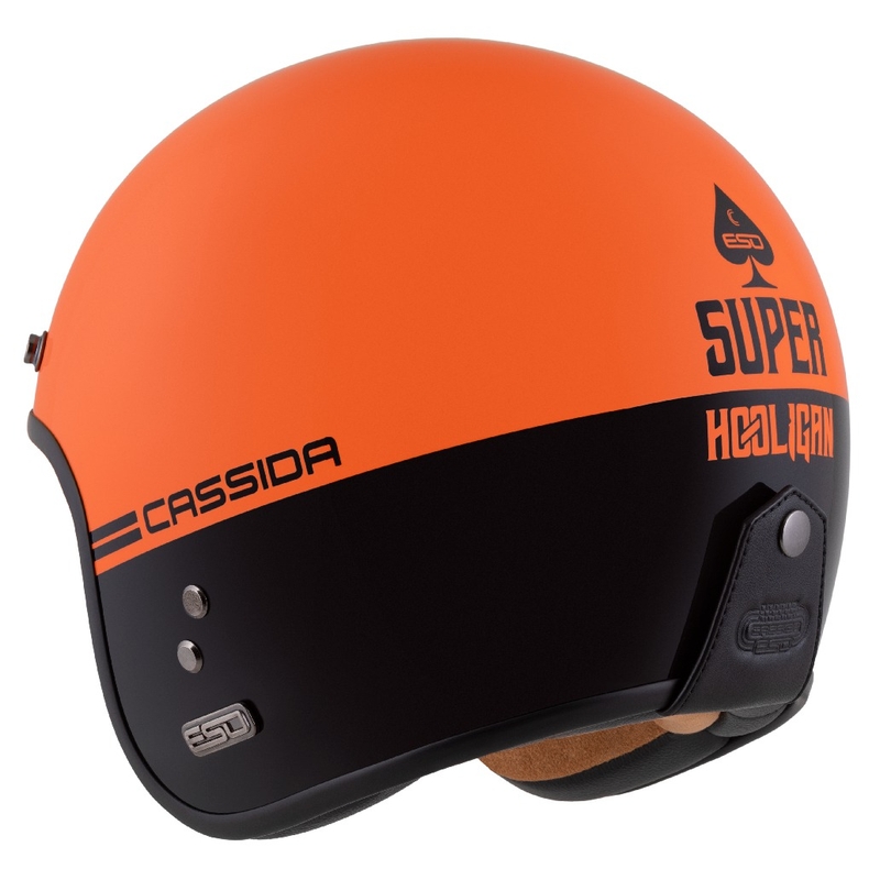Otevřená helma na motorku Cassida Eso Super Hooligan černo-oranžová perleť