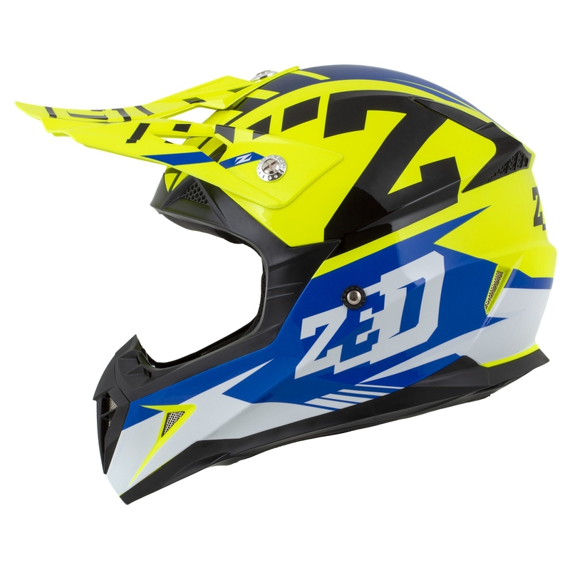 Motokrosová helma na motorku ZED X1.9 Targa fluo žluto-modro-černo-bílá