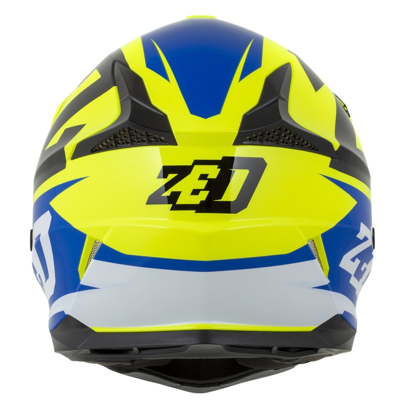 Motokrosová helma na motorku ZED X1.9 Targa fluo žluto-modro-černo-bílá
