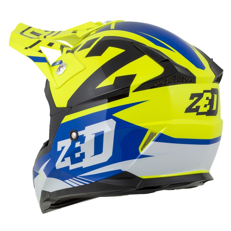 Motokrosová helma na motorku ZED X1.9 Targa fluo žluto-modro-černo-bílá