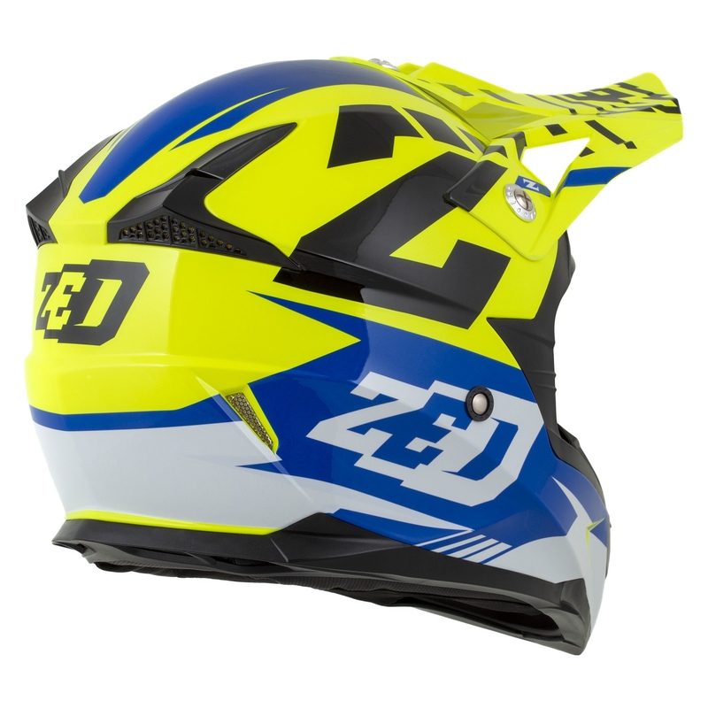 Motokrosová helma na motorku ZED X1.9 Targa fluo žluto-modro-černo-bílá