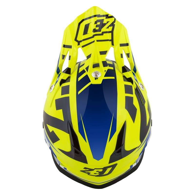 Motokrosová helma na motorku ZED X1.9 Targa fluo žluto-modro-černo-bílá