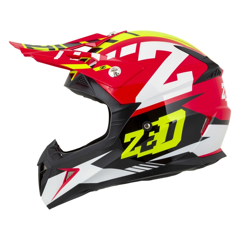 Dětská motokrosová helma na motorku ZED X1.9D Targa červeno-fluo žluto-černo-bílá