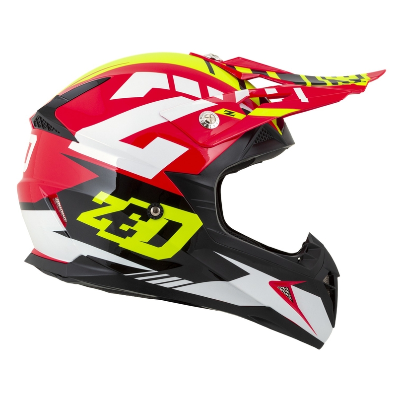 Dětská motokrosová helma na motorku ZED X1.9D Targa červeno-fluo žluto-černo-bílá