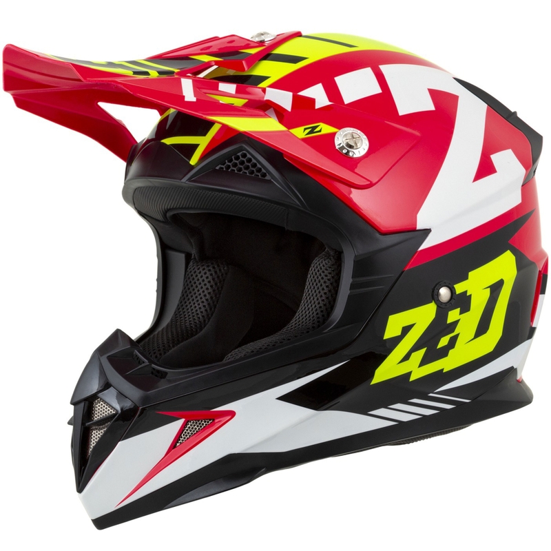 Dětská motokrosová helma na motorku ZED X1.9D Targa červeno-fluo žluto-černo-bílá