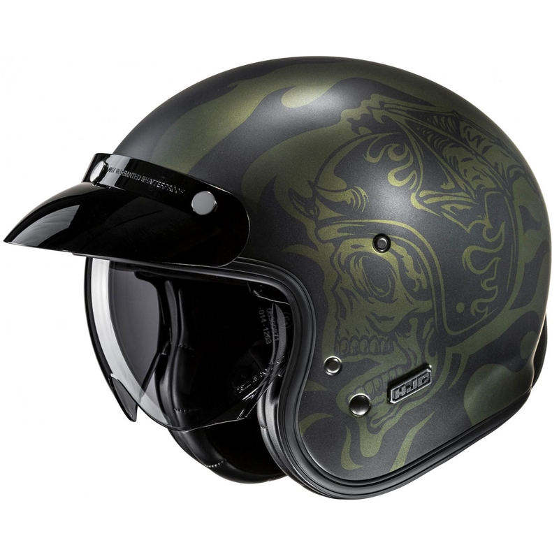 Otevřená helma na motorku HJC V31 Flame MC4SF černo-zelená