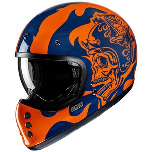 Integrální helma na motorku HJC V60 Flame MC27 oranžovo-modrá
