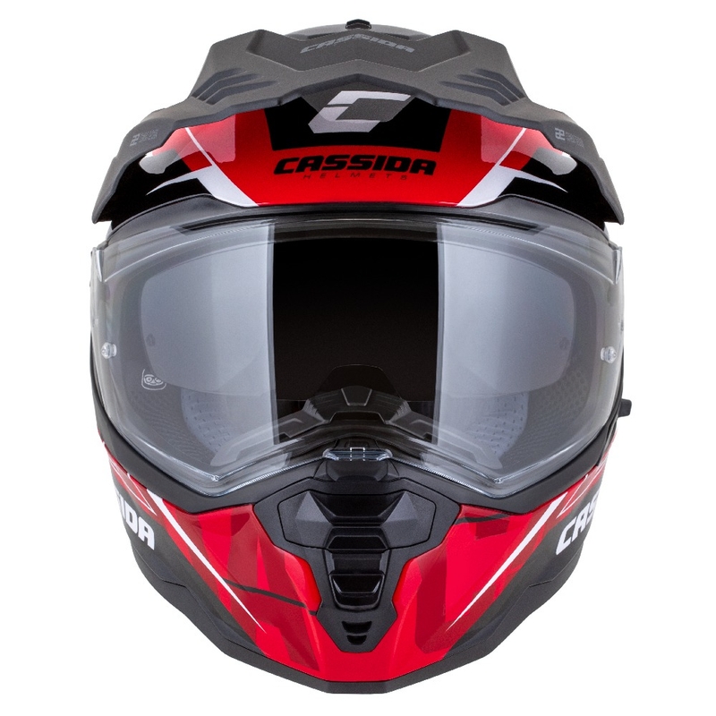 Enduro helma Cassida Road Runner TechniX červeno-černo-bílo-šedá