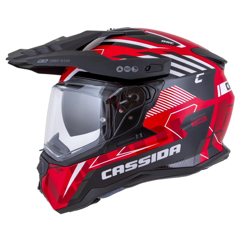 Enduro helma Cassida Road Runner TechniX červeno-černo-bílo-šedá