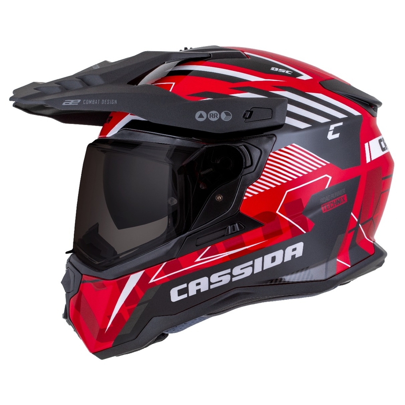 Enduro helma Cassida Road Runner TechniX červeno-černo-bílo-šedá