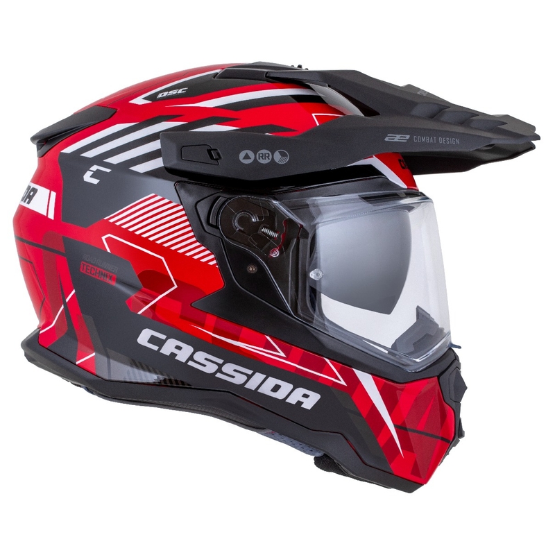 Enduro helma Cassida Road Runner TechniX červeno-černo-bílo-šedá