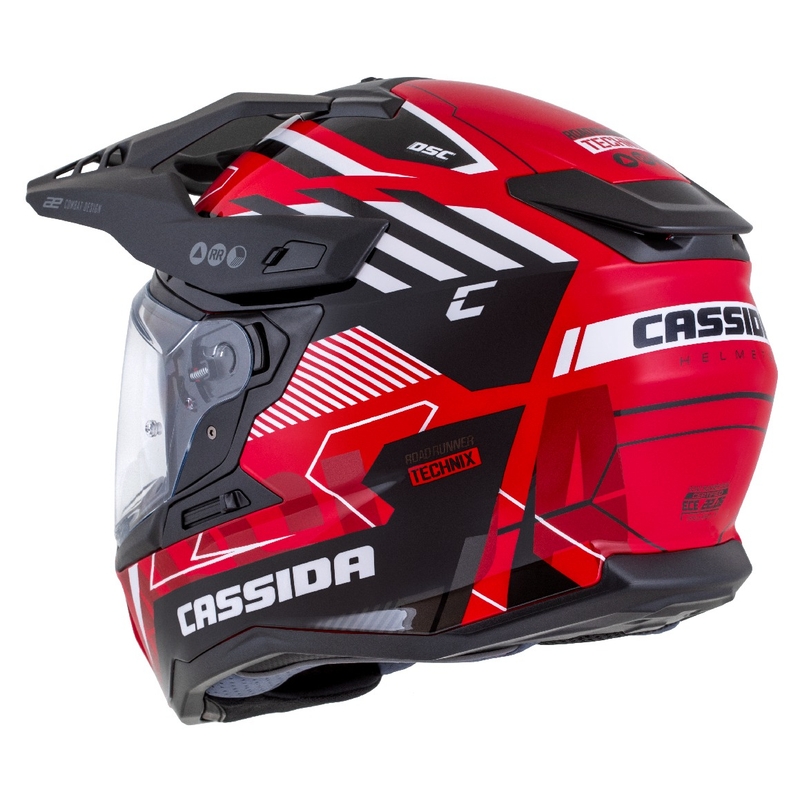 Enduro helma Cassida Road Runner TechniX červeno-černo-bílo-šedá