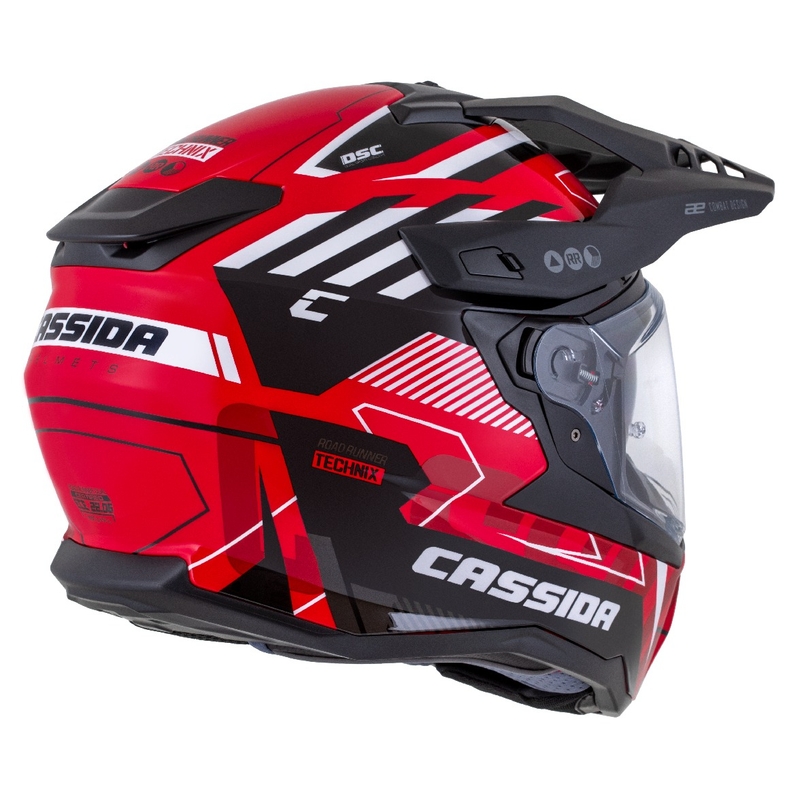 Enduro helma Cassida Road Runner TechniX červeno-černo-bílo-šedá