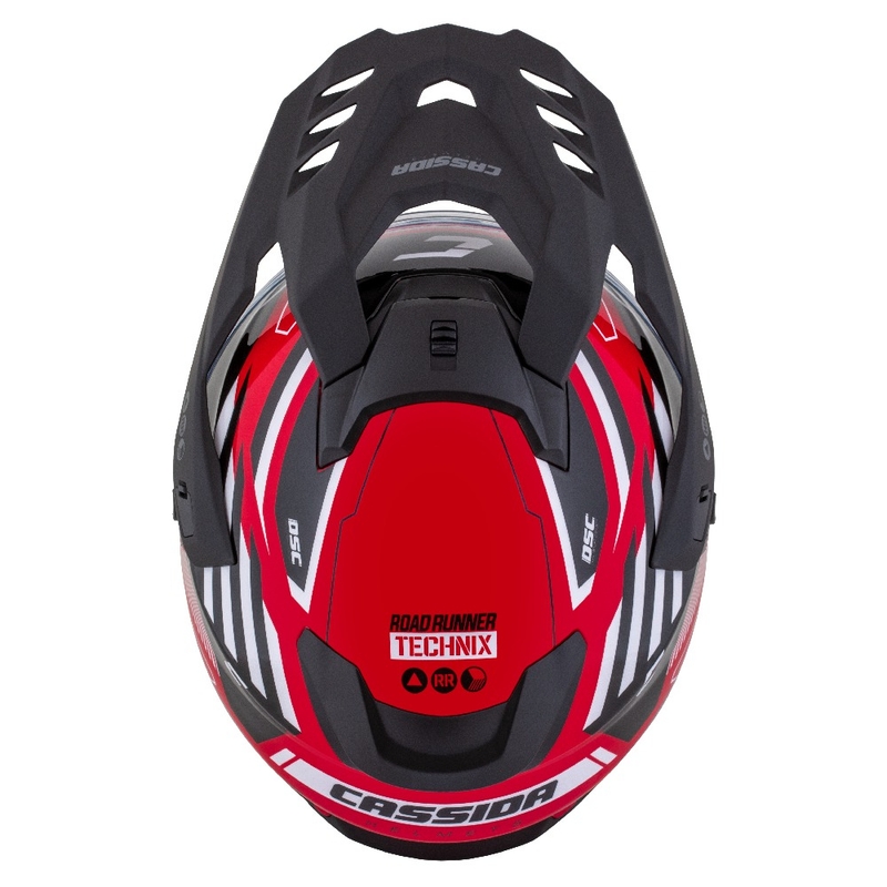 Enduro helma Cassida Road Runner TechniX červeno-černo-bílo-šedá
