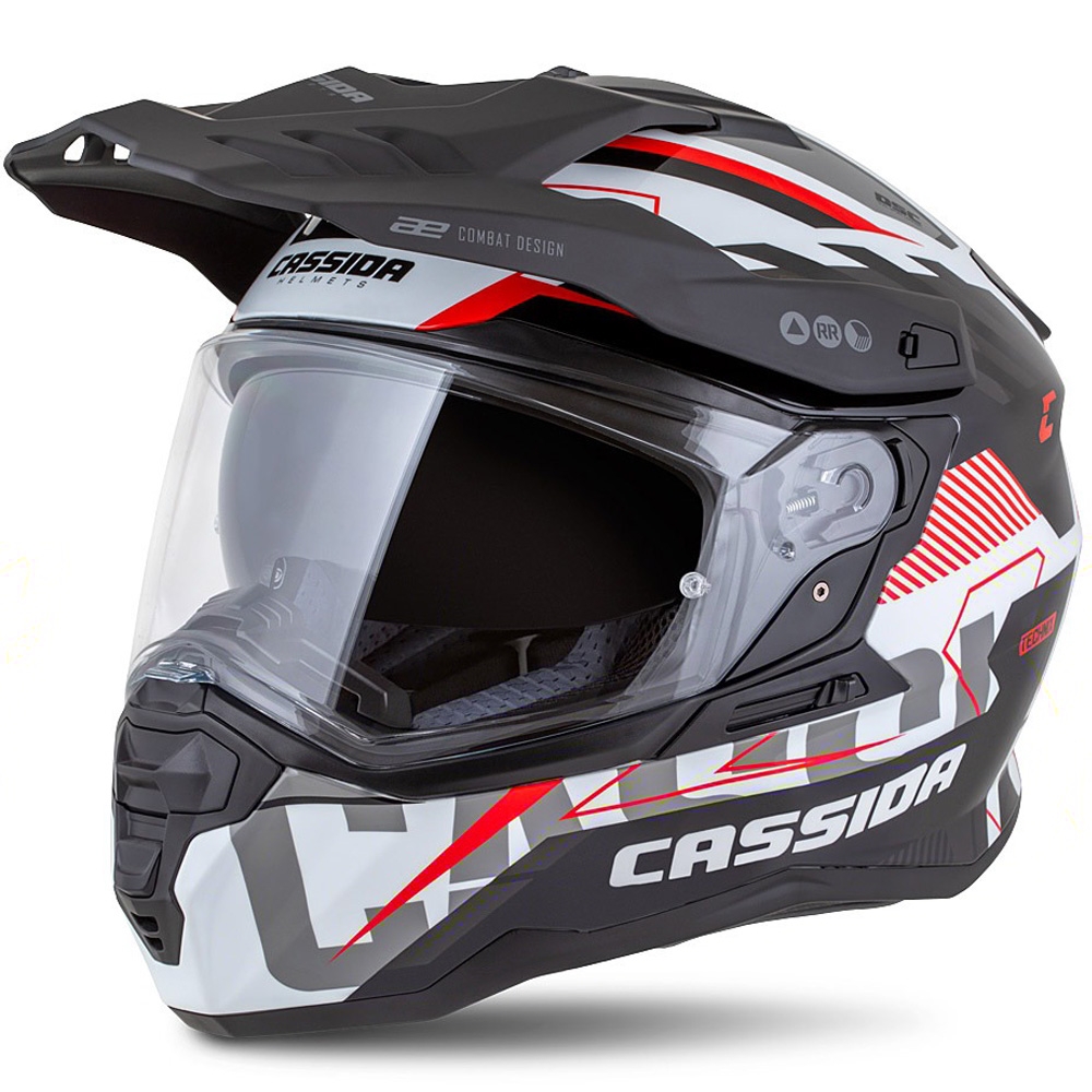 Enduro helma Cassida Road Runner TechniX bílo-černo-červeno-šedá Velikost: XS
