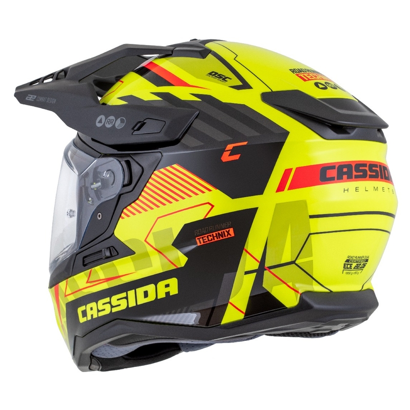 Enduro helma Cassida Road Runner TechniX fluo žluto-černo-oranžovo-šedá
