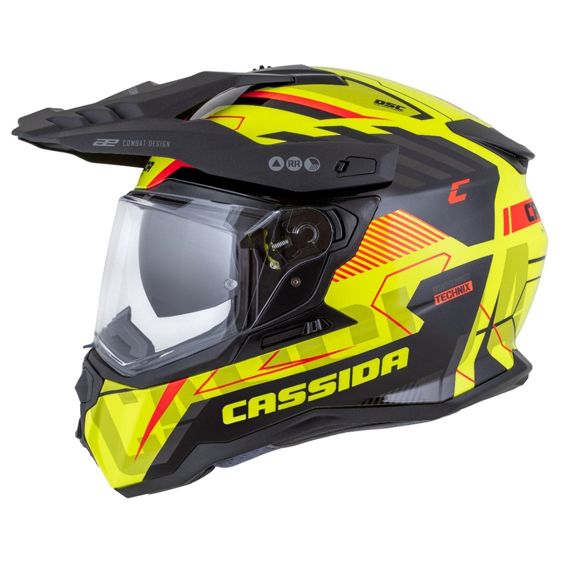 Enduro helma Cassida Road Runner TechniX fluo žluto-černo-oranžovo-šedá
