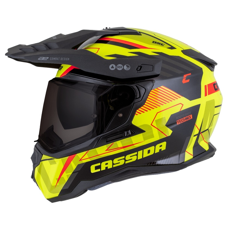 Enduro helma Cassida Road Runner TechniX fluo žluto-černo-oranžovo-šedá