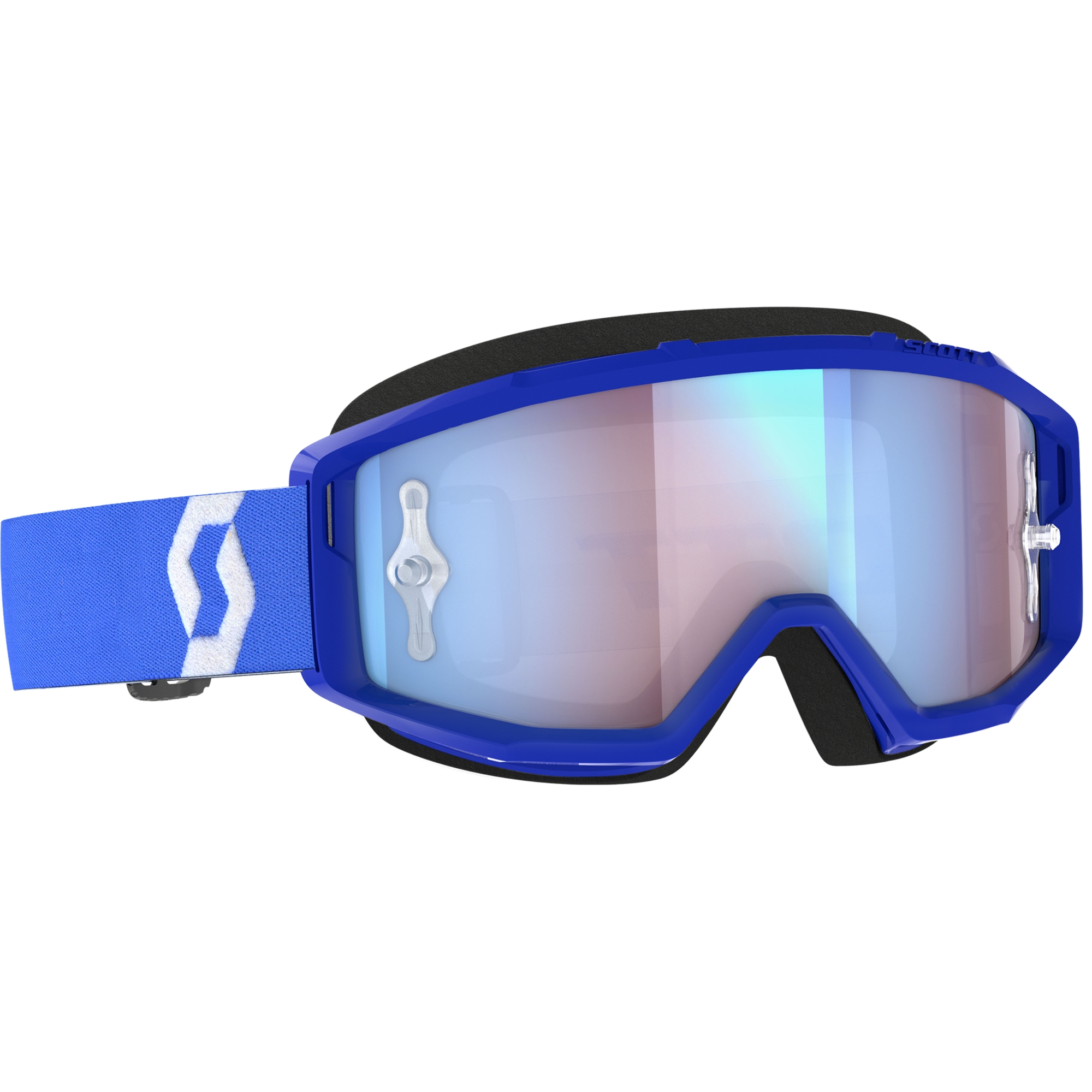 Motokrosové brýle SCOTT Primal CH modro-bílé s chrom modrým plexi