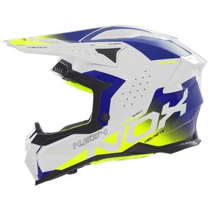 Motokrosová helma NOX N634 bílo-modro-fluo žlutá