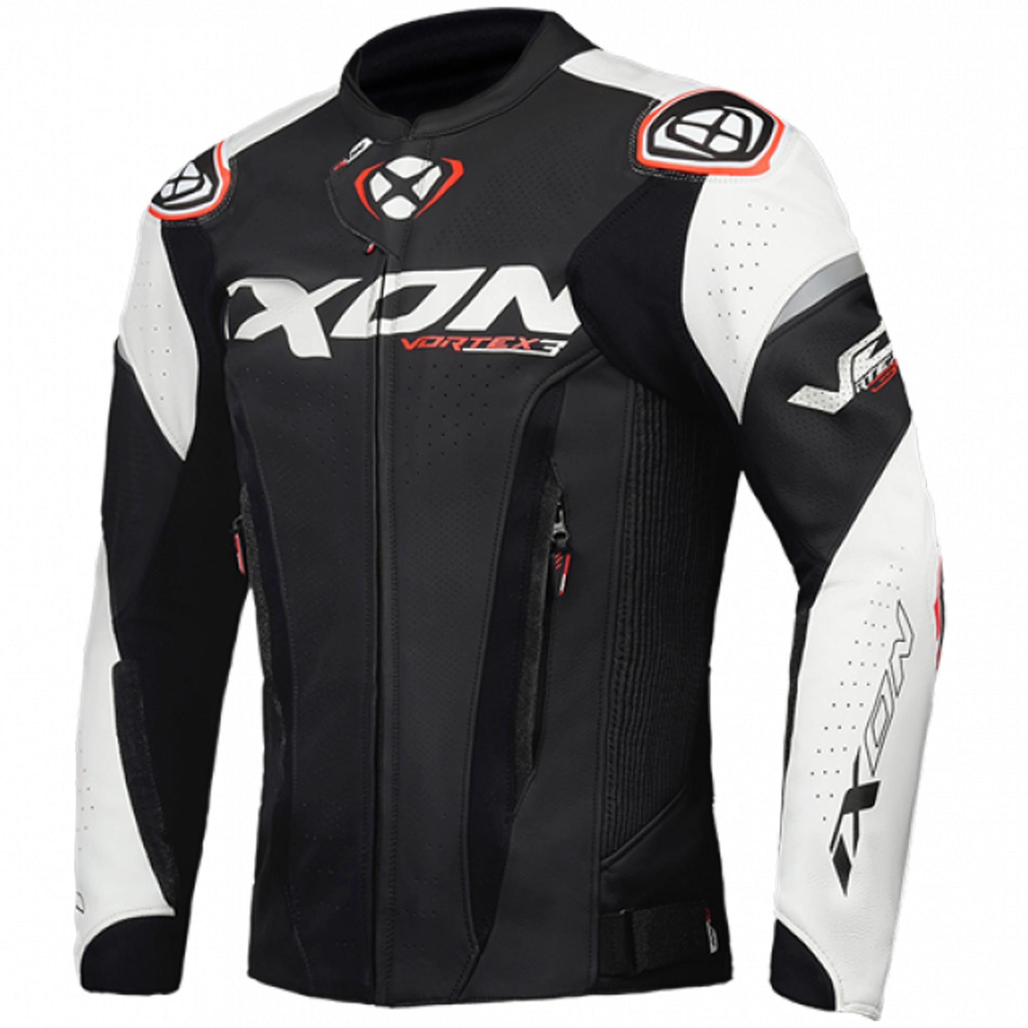 Kožená bunda na motorku IXON Vortex 3 černo-bílá Velikost: XL