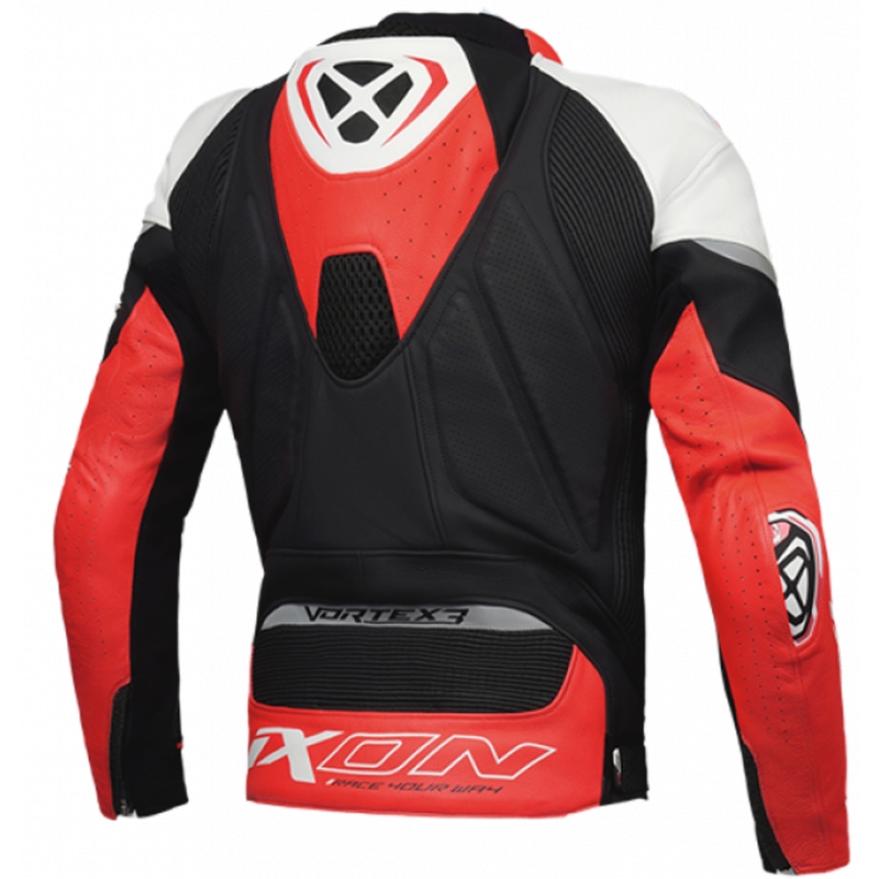 Kožená bunda na motorku IXON Vortex 3 černo-bílo-červená