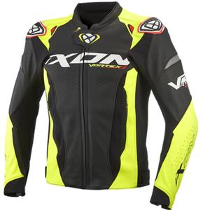 Kožená bunda na motorku IXON Vortex 3 černo-fluo žlutá