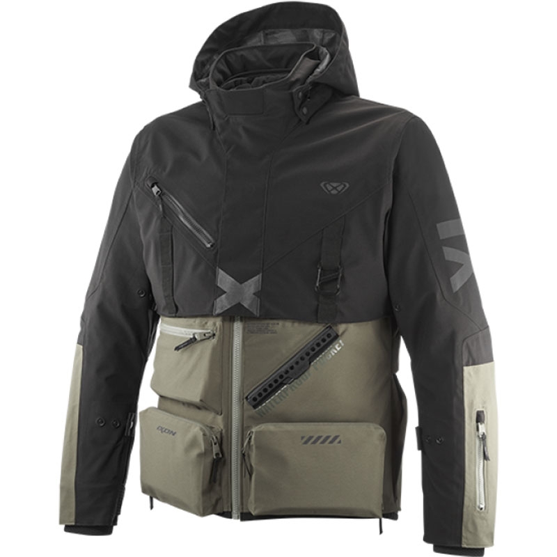 Bunda na motorku IXON Etna khaki-černá