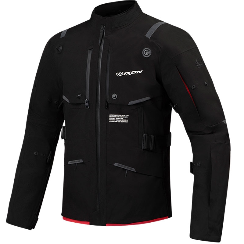 Bunda na motorku IXON M-Skeid černo-fluo červená Velikost: 3XL