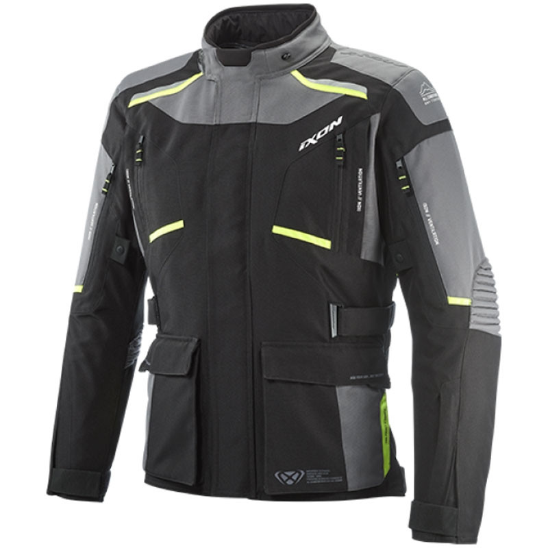Bunda na motorku IXON Midgard černo-šedo-fluo žlutá