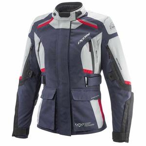 Dámská bunda na motorku IXON Midgard šedo-modro-černá