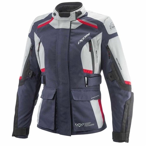 Dámská bunda na motorku IXON Midgard šedo-modro-černá Velikost: XS