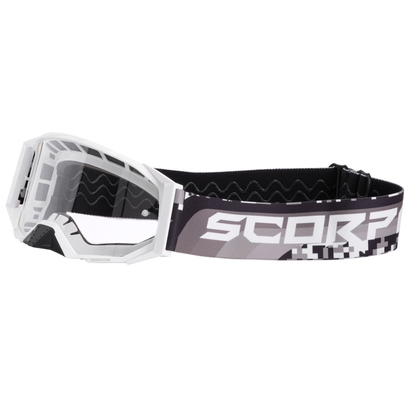 Motokrosové brýle Scorpion E24 bílo-černé s čirým plexi