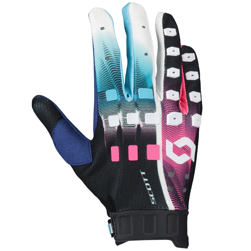 Motokrosové rukavice SCOTT Podium PRO modro-růžové