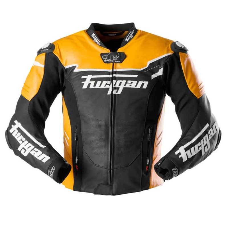 Kožená bunda na motorku Furygan Signature 55 černo-žlutá