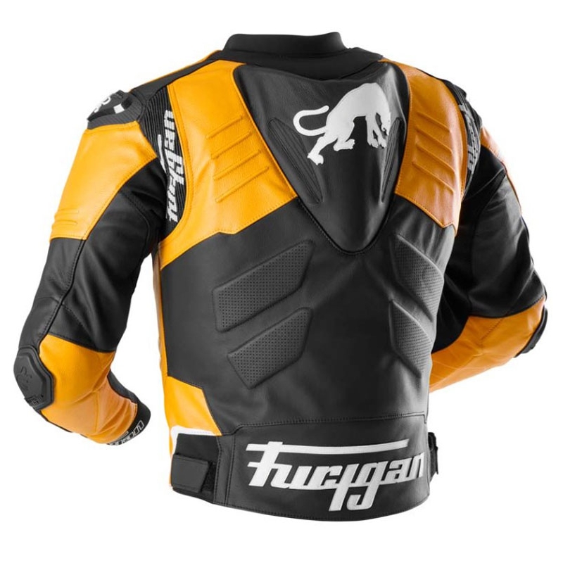 Kožená bunda na motorku Furygan Signature 55 černo-žlutá