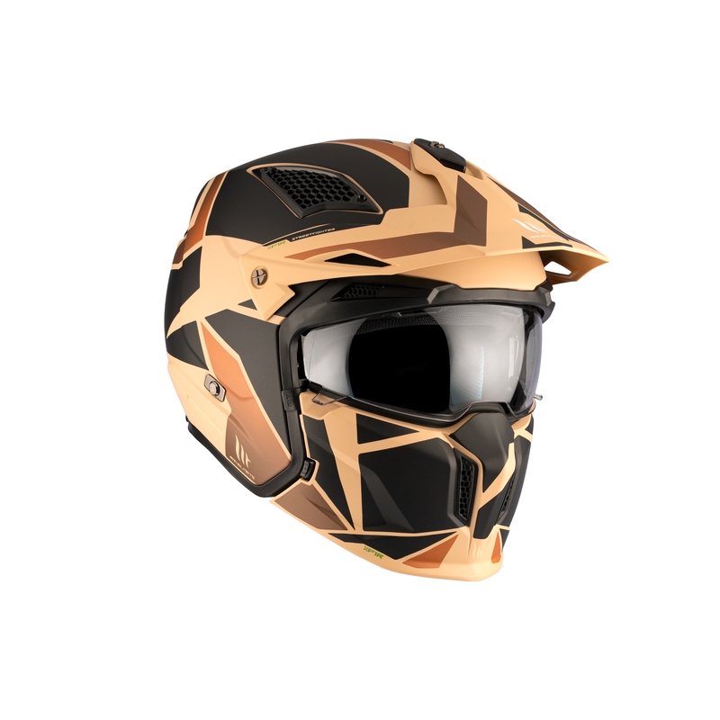 Otevřená přilba s maskou MT Streetfighter SV S P1R B9 černo-hnědo-béžová