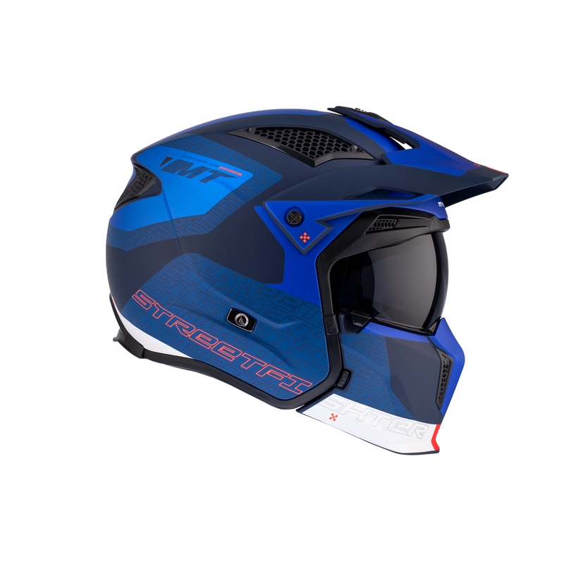 Otevřená přilba s maskou MT Streetfighter SV Totem C17 bílo-modrá