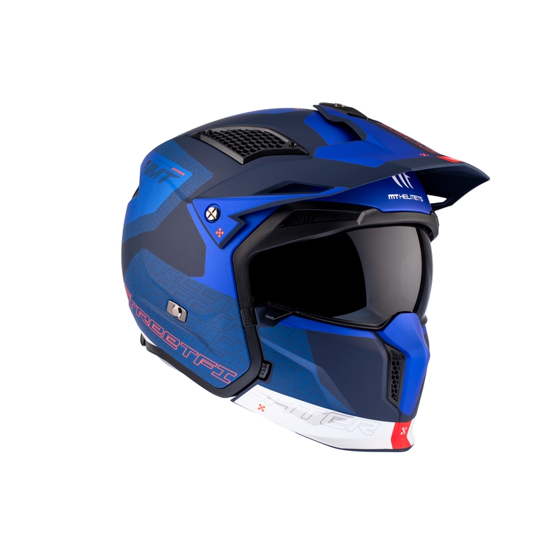 Otevřená přilba s maskou MT Streetfighter SV Totem C17 bílo-modrá