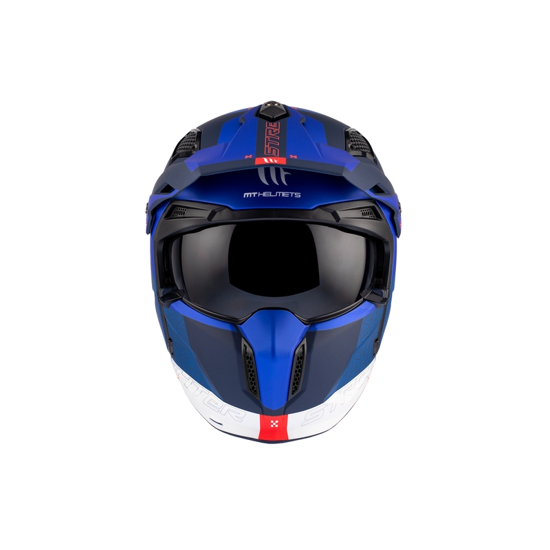 Otevřená přilba s maskou MT Streetfighter SV Totem C17 bílo-modrá