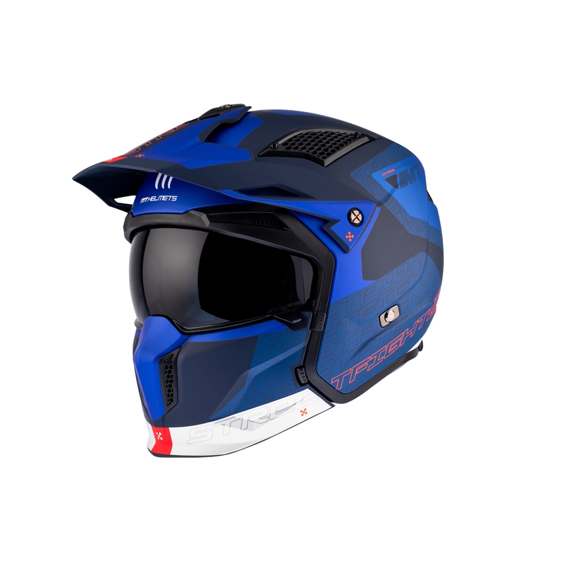 Otevřená přilba s maskou MT Streetfighter SV Totem C17 bílo-modrá
