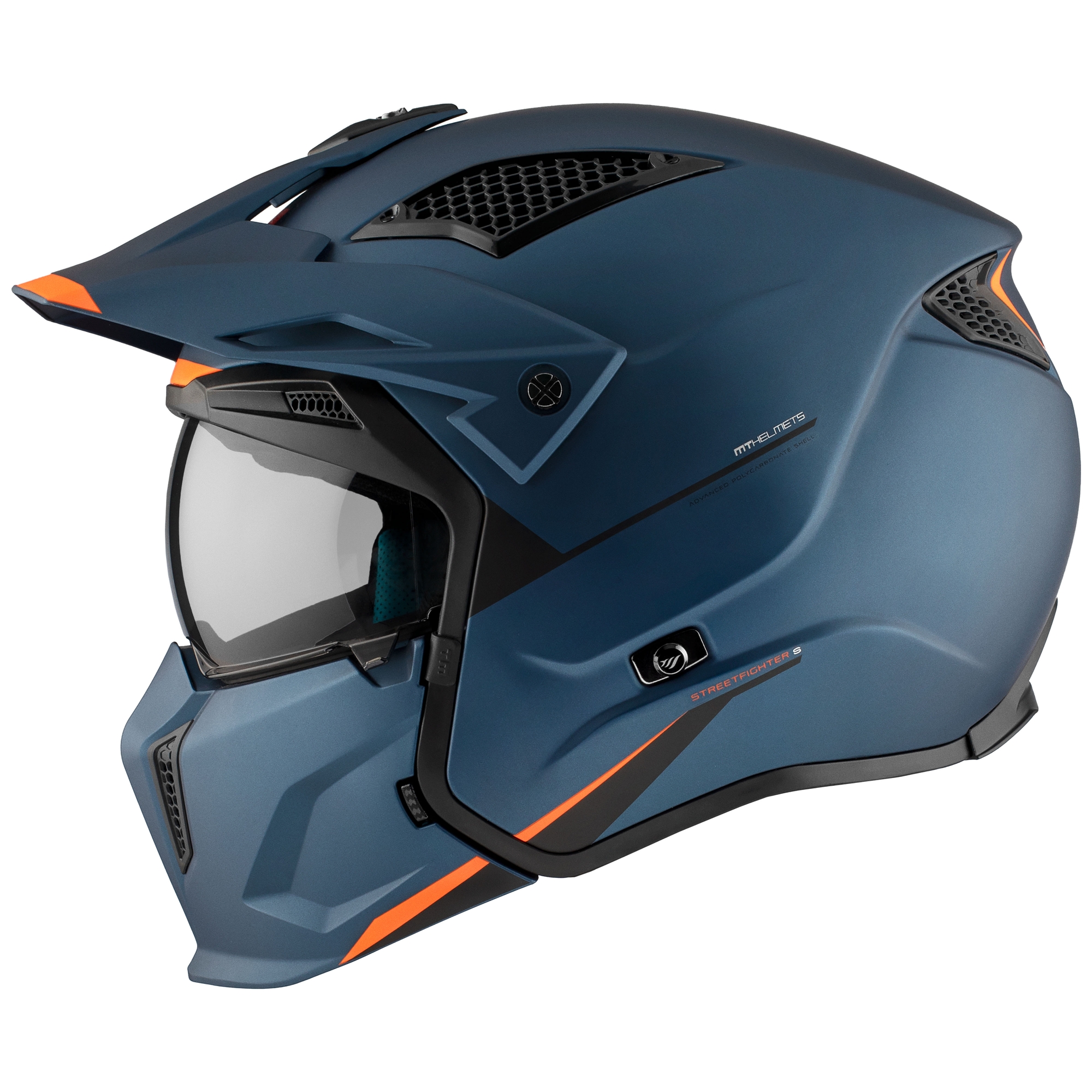 Otevřená helma s maskou MT Streetfighter SV S Solid A7 matná modrá Velikost: XL
