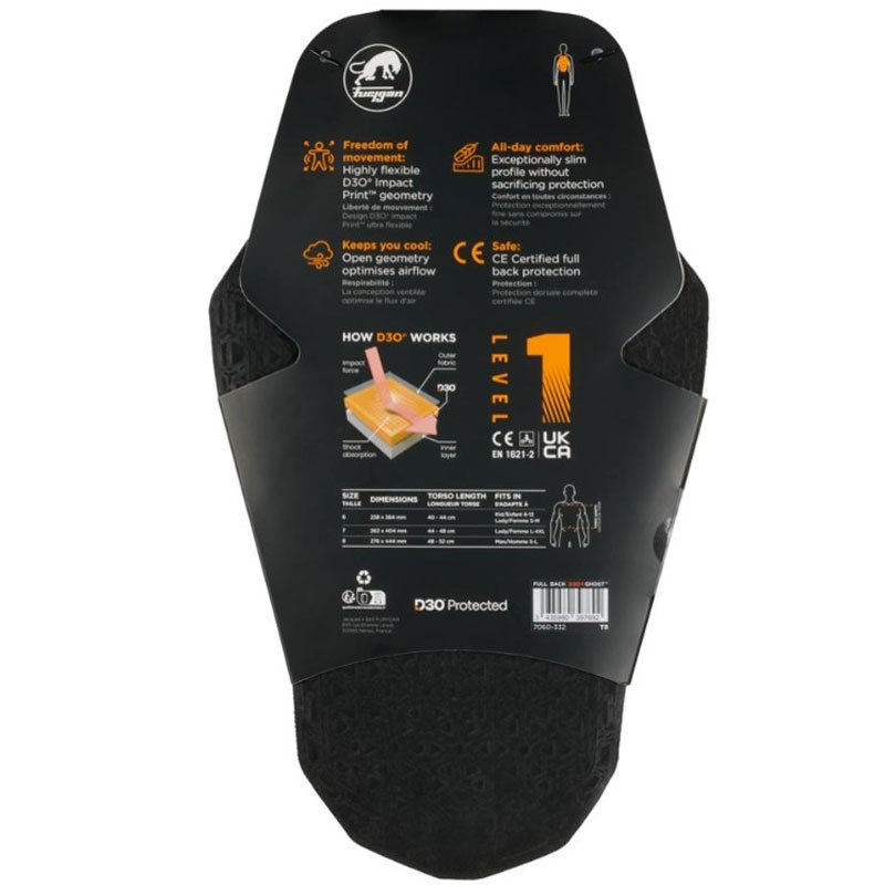 Chránič zad Furygan Full Back Fury D3O® Ghost™ Level 1