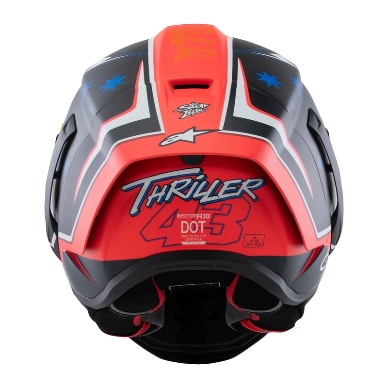 Integrální helma na motorku Alpinestars Supertech R10 limitovaná edice Jack Miller matná karbon červeno-modro-žluto-bílá
