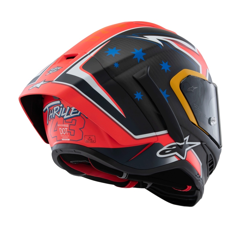 Integrální helma na motorku Alpinestars Supertech R10 limitovaná edice Jack Miller matná karbon červeno-modro-žluto-bílá