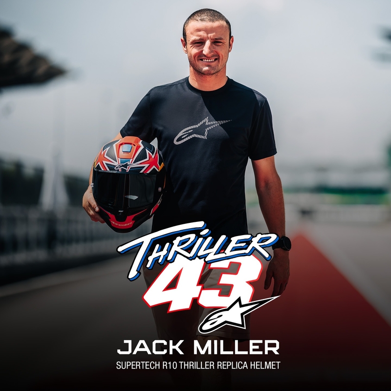 Integrální helma na motorku Alpinestars Supertech R10 limitovaná edice Jack Miller matná karbon červeno-modro-žluto-bílá