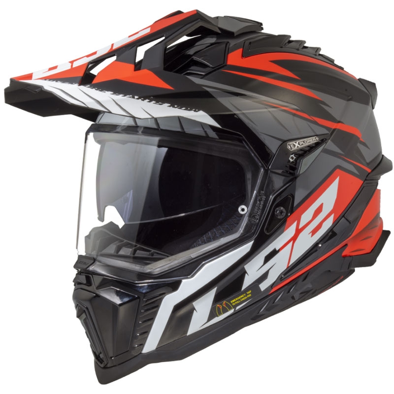 Enduro helma na motorku LS2 MX701 Explorer Spire černo-šedo-červená